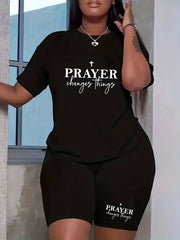 Cross & Slogan Print 2 Piece Set