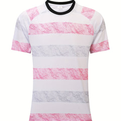 Casual Block Men's Short Sleeve Stretch Round Neck T-shirt for Summer