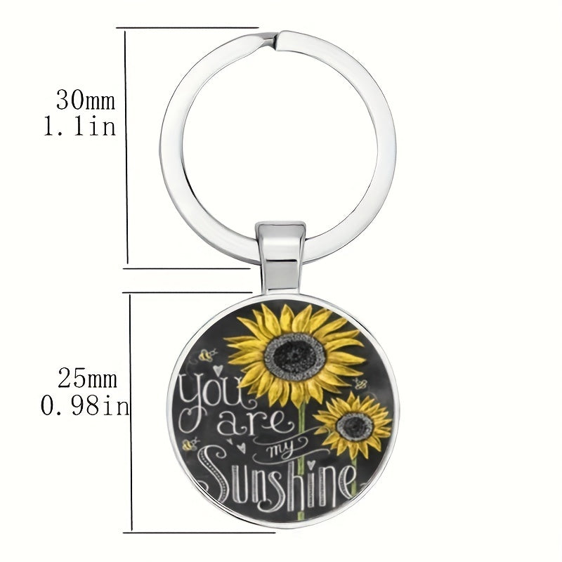 Sunflower Keychain Necklace Retro Bag Charm Wallet Accessory