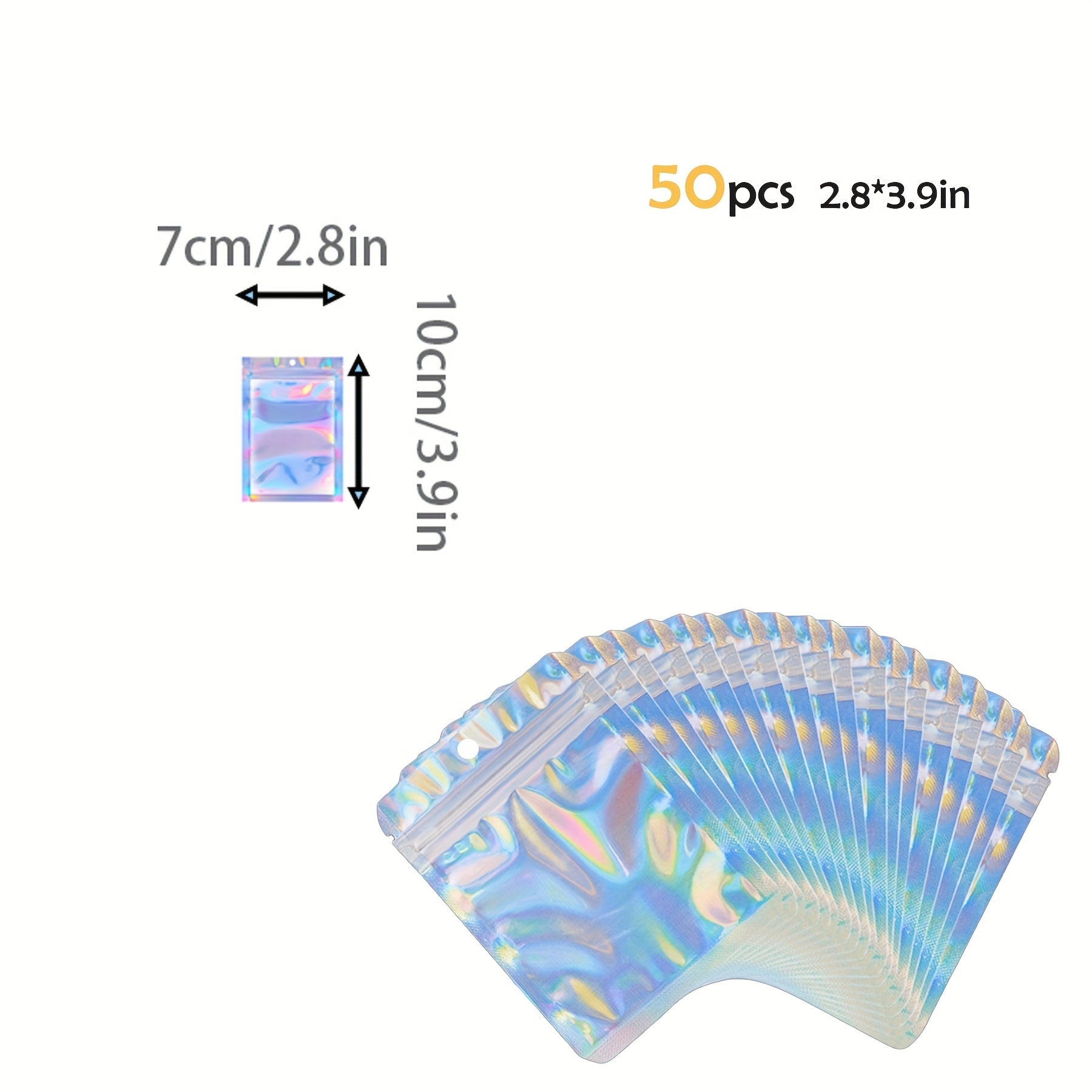 Resealable Metallic Foil Laser Packaging Bags - 50pcs/100pcs