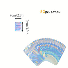 Resealable Metallic Foil Laser Packaging Bags - 50pcs/100pcs