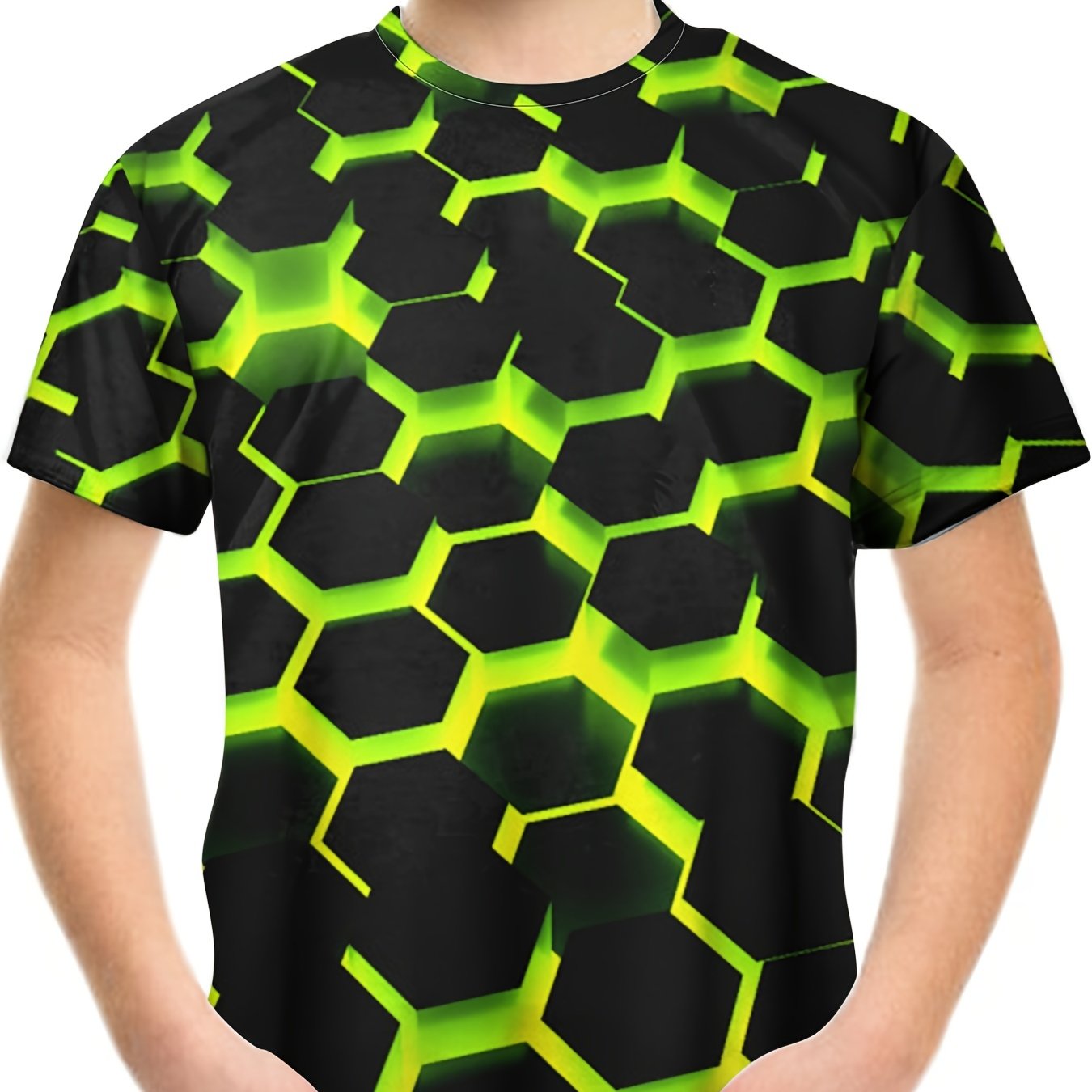 Kids 3D Geo Print Tee Funny Illusion Short Sleeve Street Wear