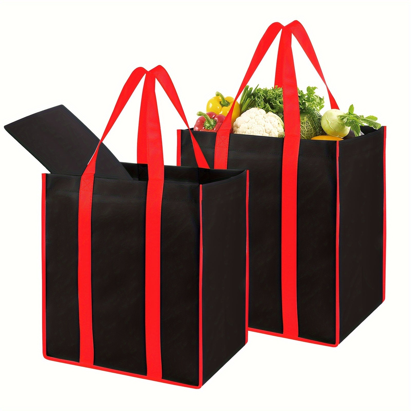 Collapsible Reusable Grocery Bags with Plastic Bottom Utility Tote Bag