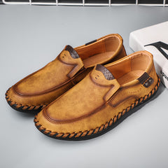Men's Slip On Loafers Breathable Shoes Dark Brown