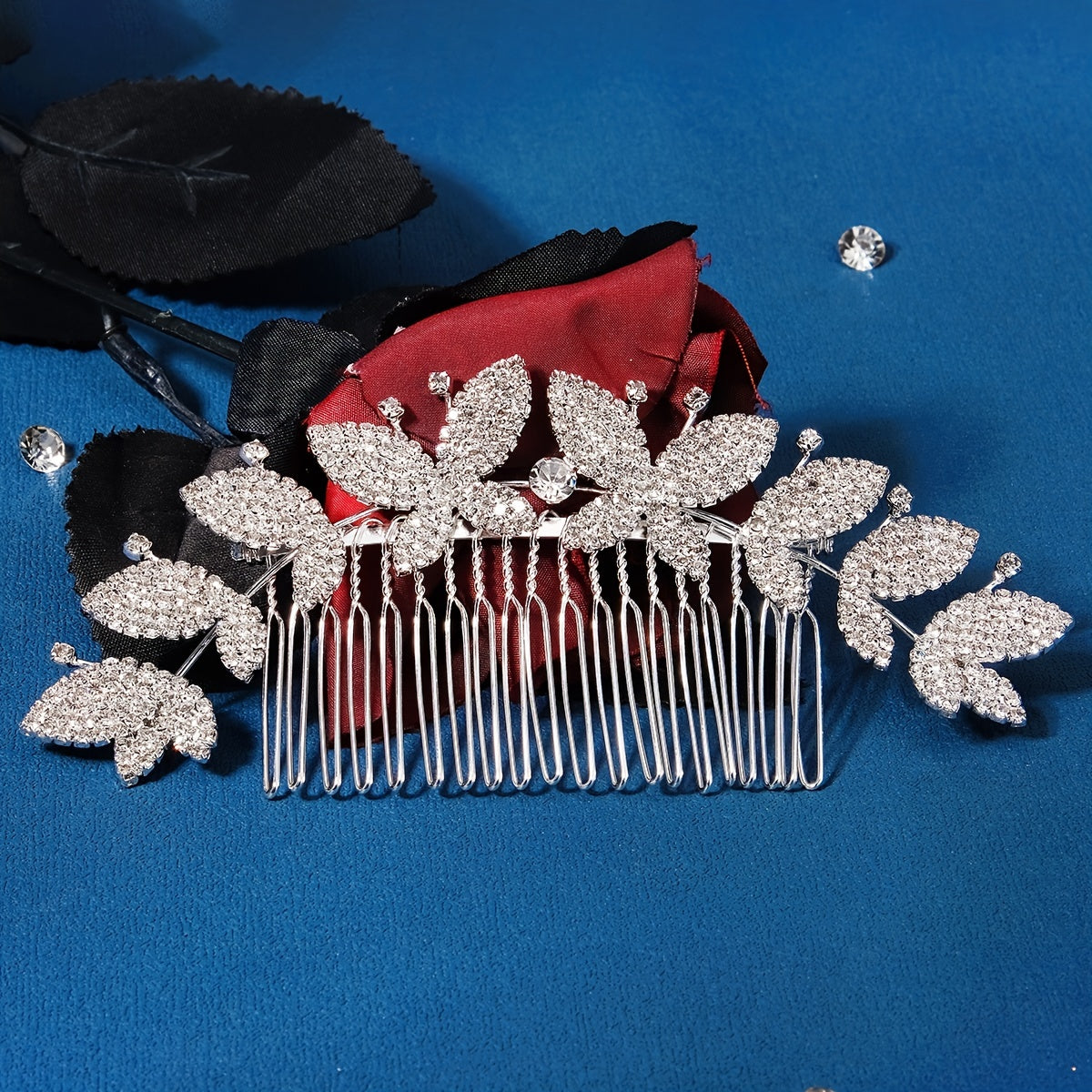 Rhinestone Flower Leaf Hair Comb Hairpin Party Favor Decor Princess Tiara
