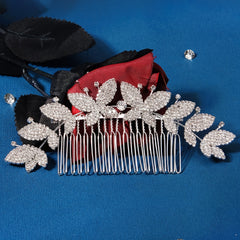 Rhinestone Flower Leaf Hair Comb Hairpin Party Favor Decor Princess Tiara