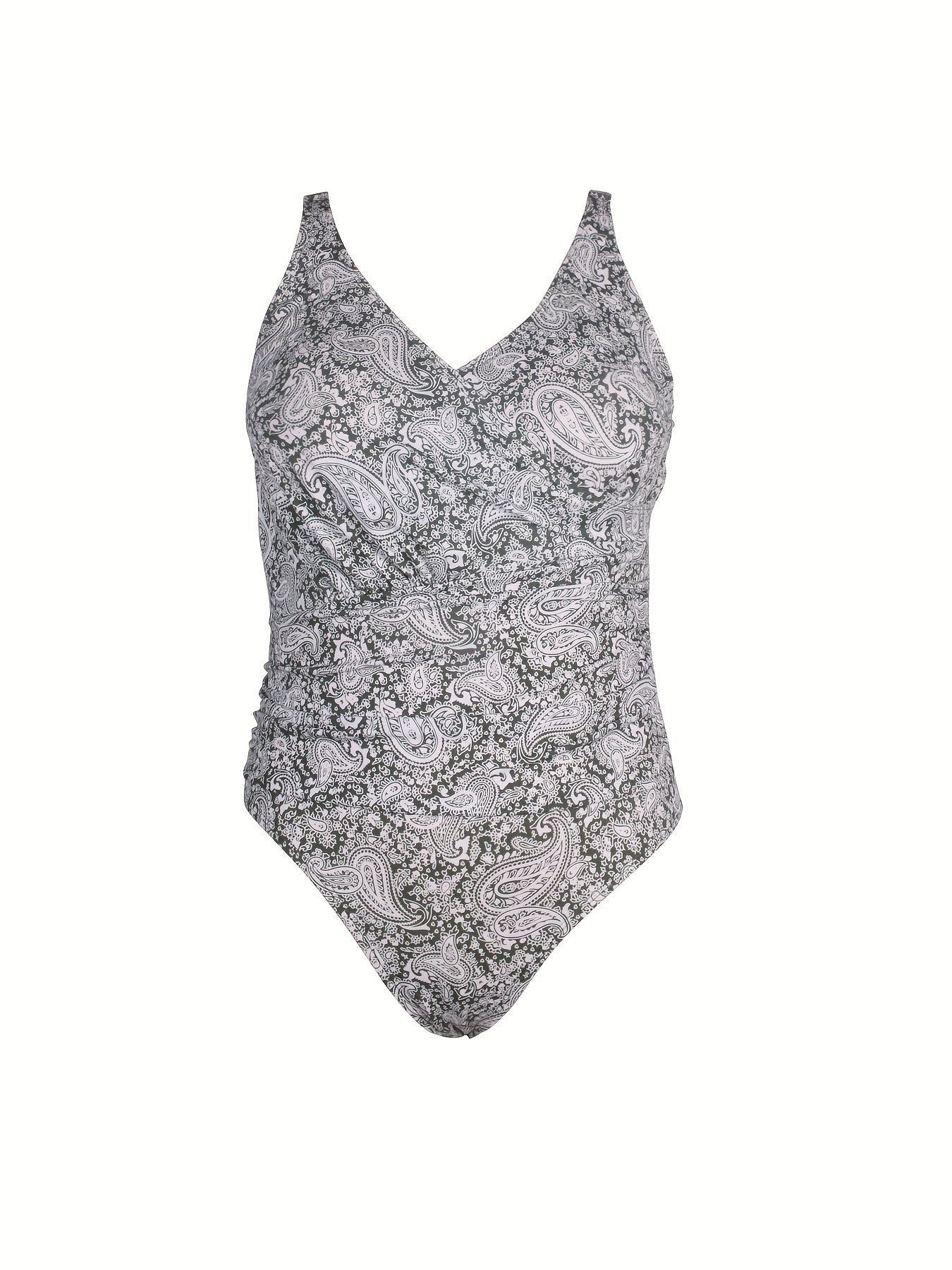 Boho Swimsuit Women's V Neck One Piece Bathing Suit