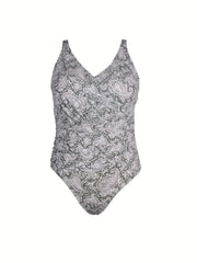 Boho Swimsuit Women's V Neck One Piece Bathing Suit