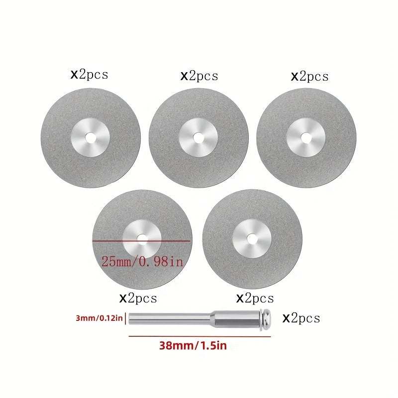 12pcs Mini Diamond Cutting Disc Set for Rotary Tools - Diamond Grinding Wheels
