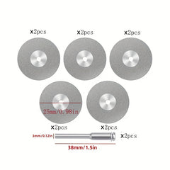 12pcs Mini Diamond Cutting Disc Set for Rotary Tools - Diamond Grinding Wheels