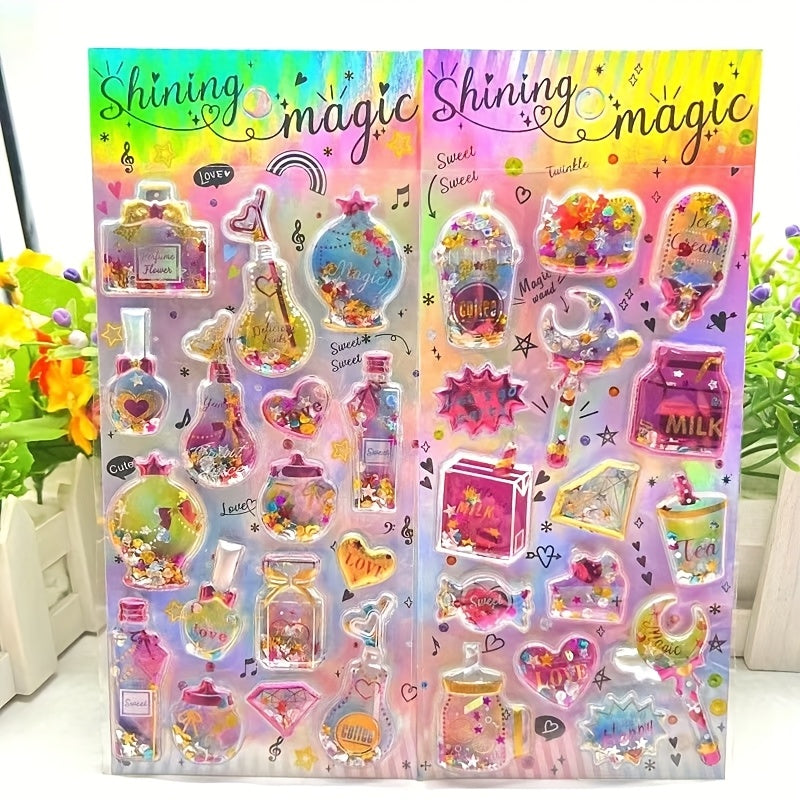 3D Gemstone Stickers Fairytale Decor Set Hearts Stars Unicorns Crowns DIY Crafts