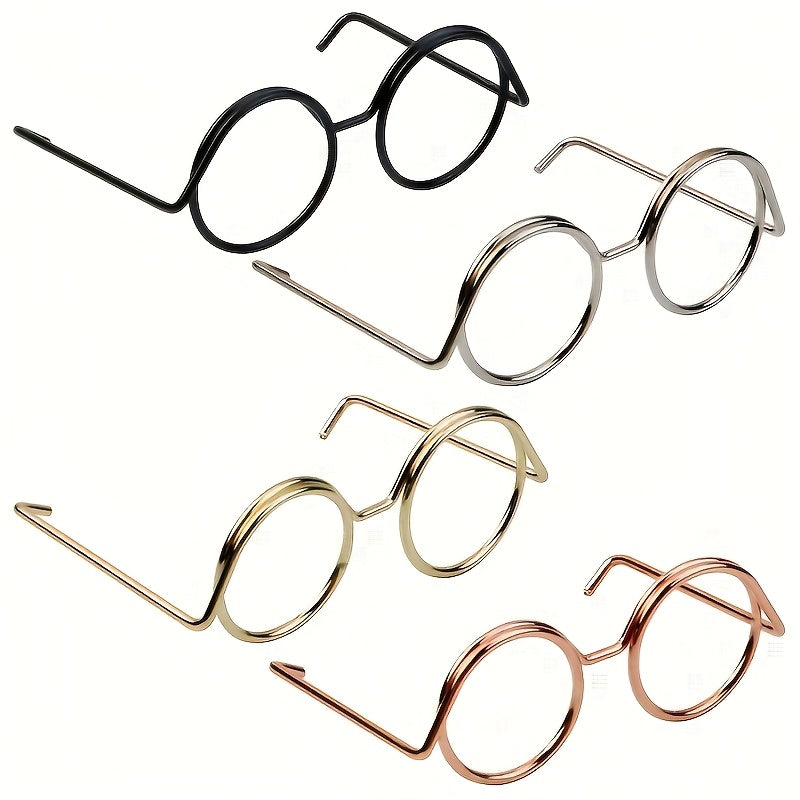 10pcs Iron Doll Eyeglasses Round Frame Accessory Set