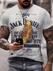 Men's Feather Pattern Sports T shirt Casual Stretch Tee Shirt