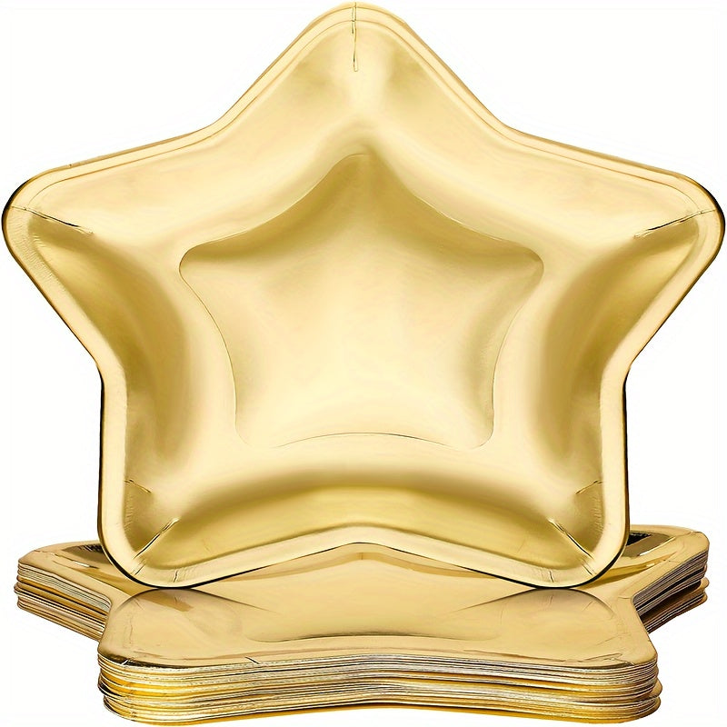 10pcs Golden Star Paper Plates for Graduation Wedding Birthday