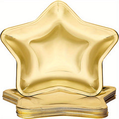 10pcs Golden Star Paper Plates for Graduation Wedding Birthday