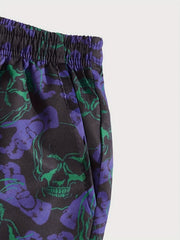 Men's Skull Graphic Shorts Comfy Streetwear Loose Drawstring Shorts