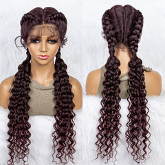 Long Box Braided Lace Front Wig with Baby Hair for Women