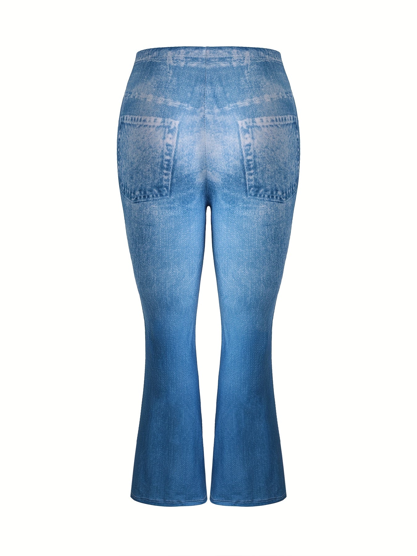 Lace Denim Print Flare Leg Leggings