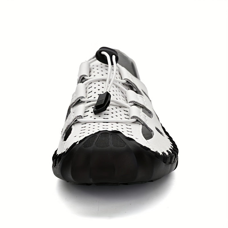 Men's Leather Closed Toe Sandals Summer Breathable Shoes
