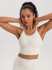 Pleated Sports Bra Printed Fitness Yoga Running Tank Top