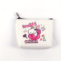 Unicorn Pattern Girls Coin Purse Zipper Card Holder Earphone Bag
