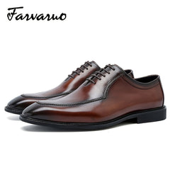 FARWARWO Men's Pointed Toe Leather Oxford Dress Shoes