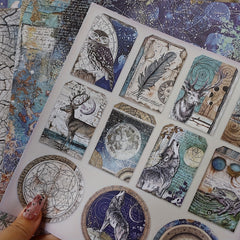 12pcs Starry Sky Animal Paper for DIY Decoration & Journaling