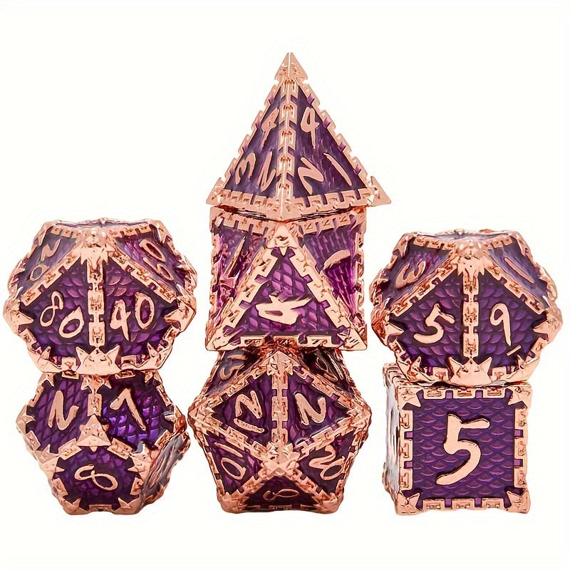 7pcs Dragon Scale Polyhedral Metal Dice Set Halloween Party Supplies