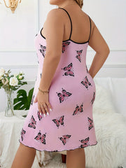 Nightdress Women's Plus Butterfly Print Sleep Dress
