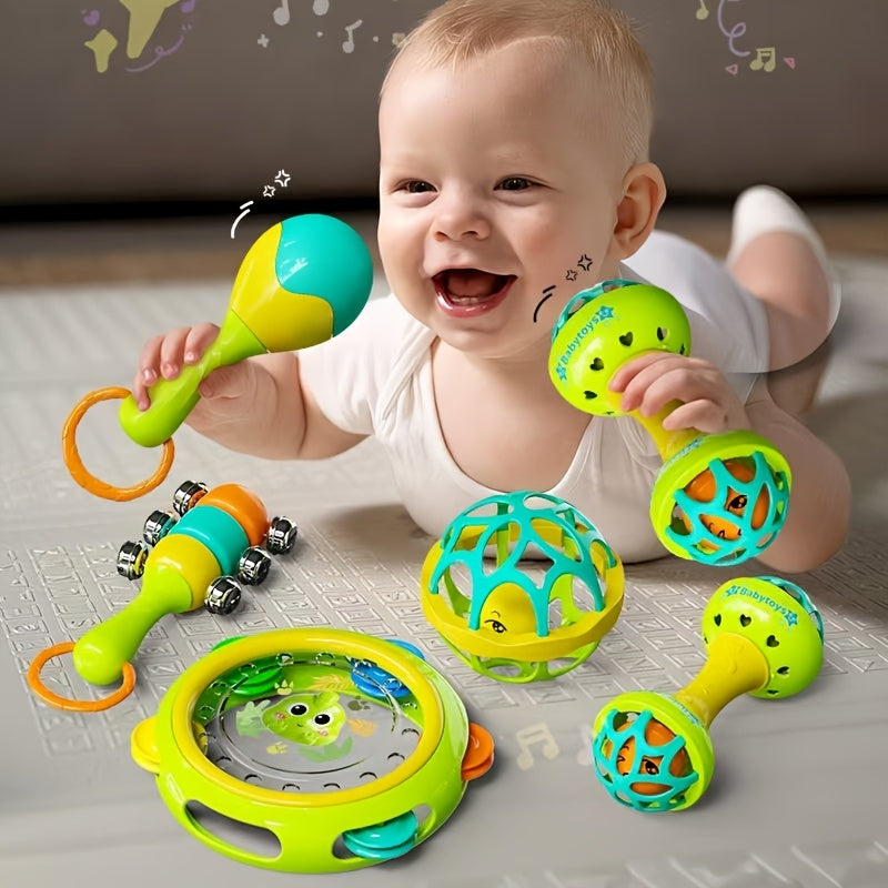 3-in-1 Sensory Toy Set for Children - Bell Ball, Grabbing Toy, Tambourine