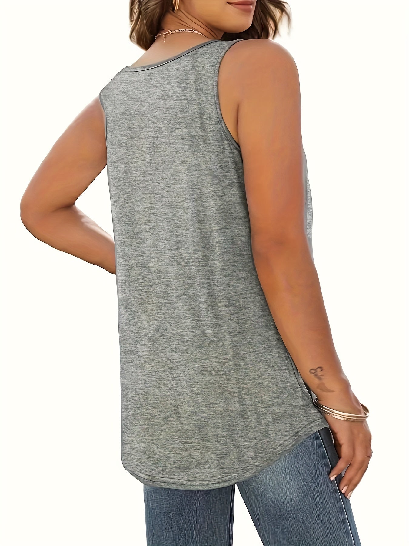 Pleated Tank Top Sleeveless Crew Neck Summer Top