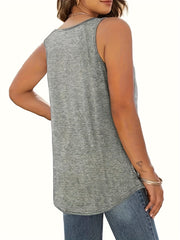 Pleated Tank Top Sleeveless Crew Neck Summer Top
