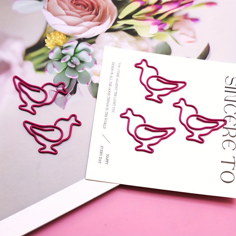 10pcs Chicken Shaped Paper Clips Colorful Push Pins Stationery Clips