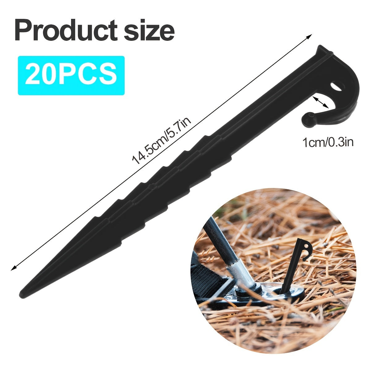 20pcs Heavy Duty Tent Stakes 7 Inch Spiral Pegs with Hooks for Camping