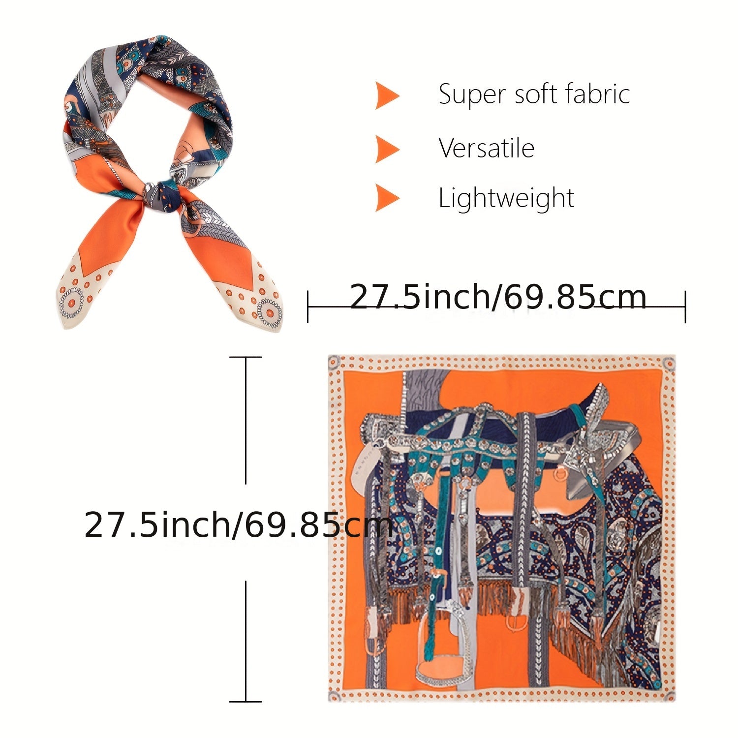 Silk Feeling Square Scarf Thin Breathable Neck Scarf Tie Dye Hairband