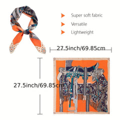 Silk Feeling Square Scarf Thin Breathable Neck Scarf Tie Dye Hairband
