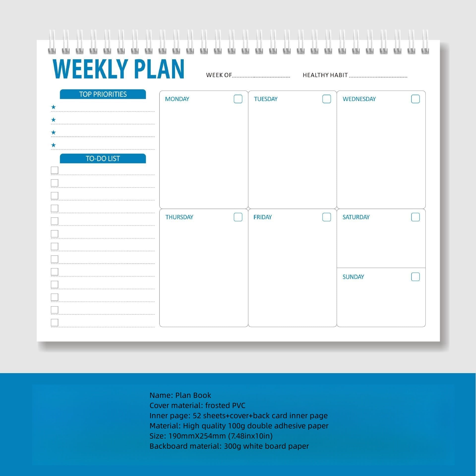 Double Coil Weekly Planner Schedule Efficiency Manual