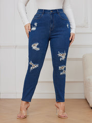 Leopard Print High Rise Skinny Jeans