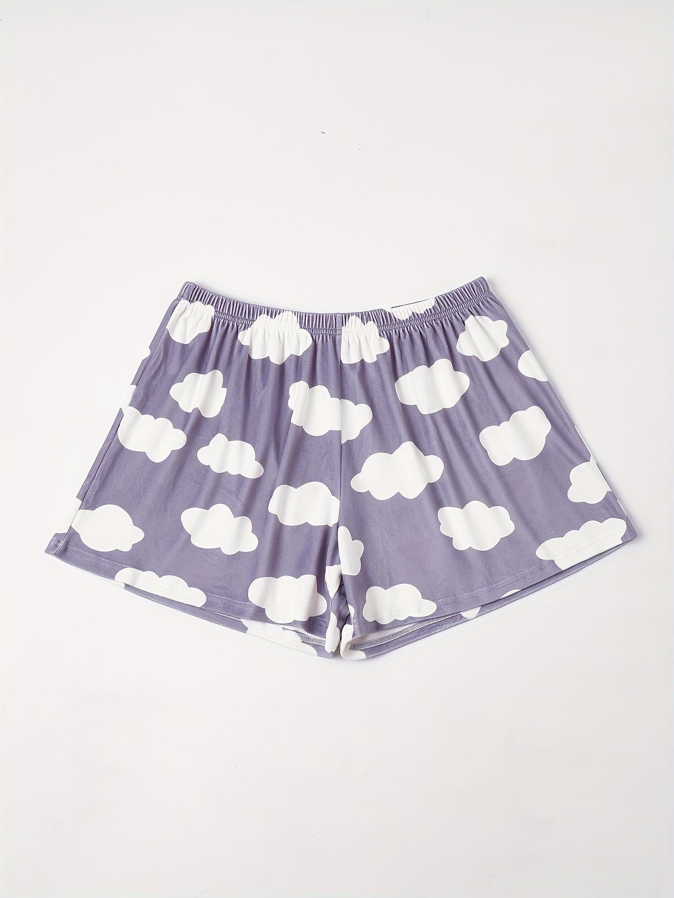 Cloud Print Flannel Loungewear Shorts