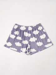 Cloud Print Flannel Loungewear Shorts