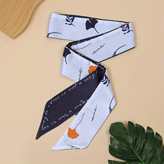 Ginkgo Leaf Balloon Print Neckerchief Casual Skinny Scarf