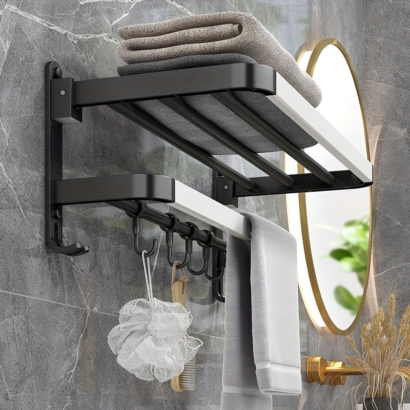 Foldable Towel Rack Bathroom Shelf Wall Mounted Towel Rack Household Bathroom