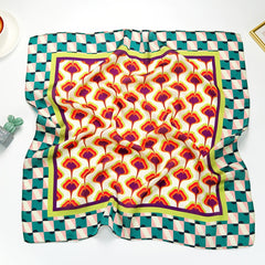 Geometric Print Square Scarf Vintage Neckerchief Bandana Head Wrap