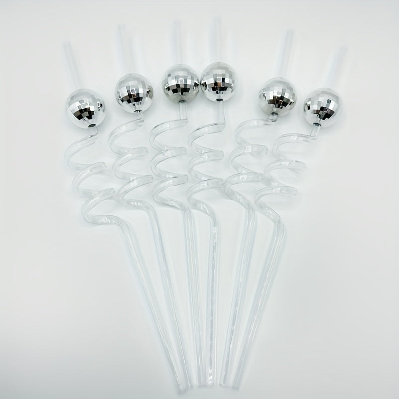 6pcs Disco Ball Straws Bachelor Straws Reusable Plastic Straws