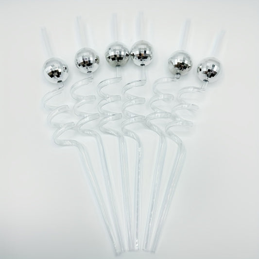 6pcs Disco Ball Straws Bachelor Straws Reusable Plastic Straws