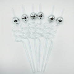 6pcs Disco Ball Straws Bachelor Straws Reusable Plastic Straws