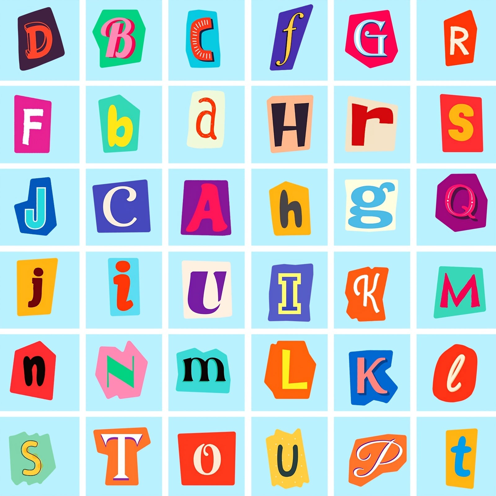 50pcs Alphabet Stickers Puzzle Educational DIY Cartoon English Letters Stickers