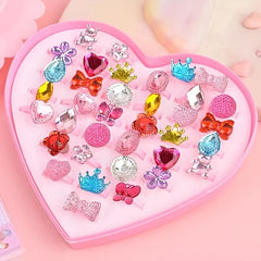 Girls Rhinestone Crown Rings Set Princess Dress Up Accessories