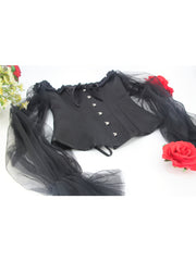 Off Shoulder Mesh Sleeve Overbust Corset Gothic Lace Bustier