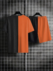 Rose Pattern Mens 2 Piece Outfits T-shirt And Shorts Set